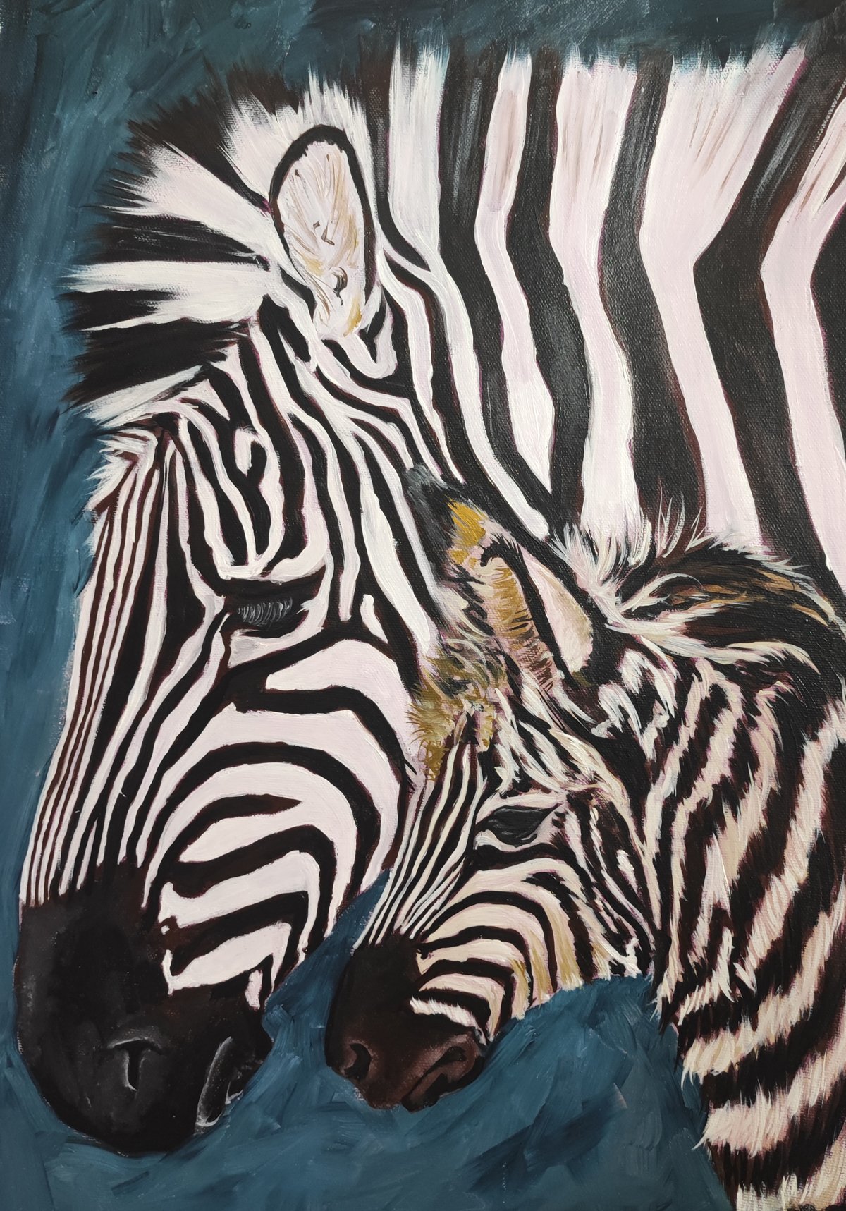 Mãe e Filho Zebra, óleo sobre tela, 32x47cm